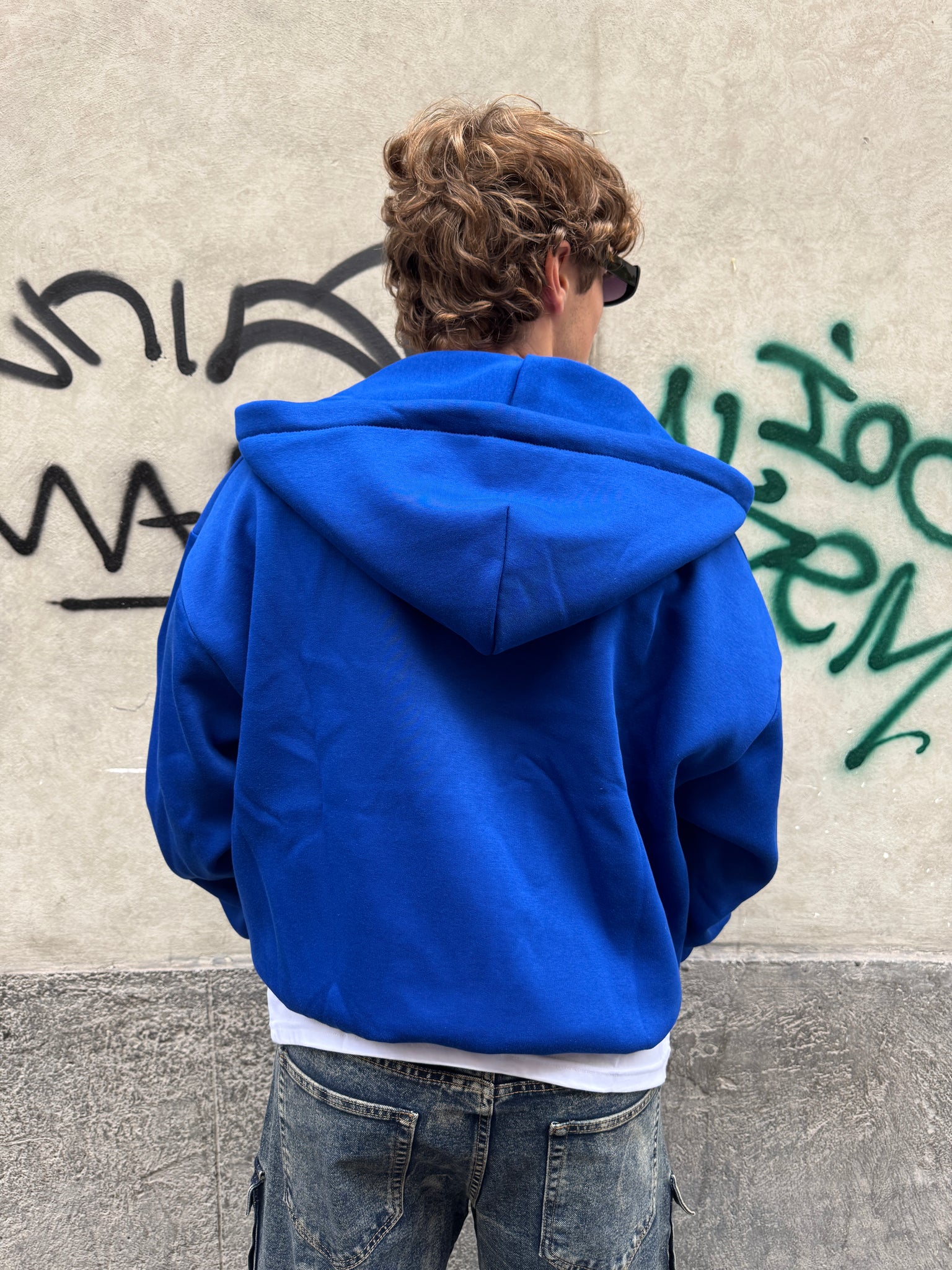 Felpa Zip con laccio - BLU